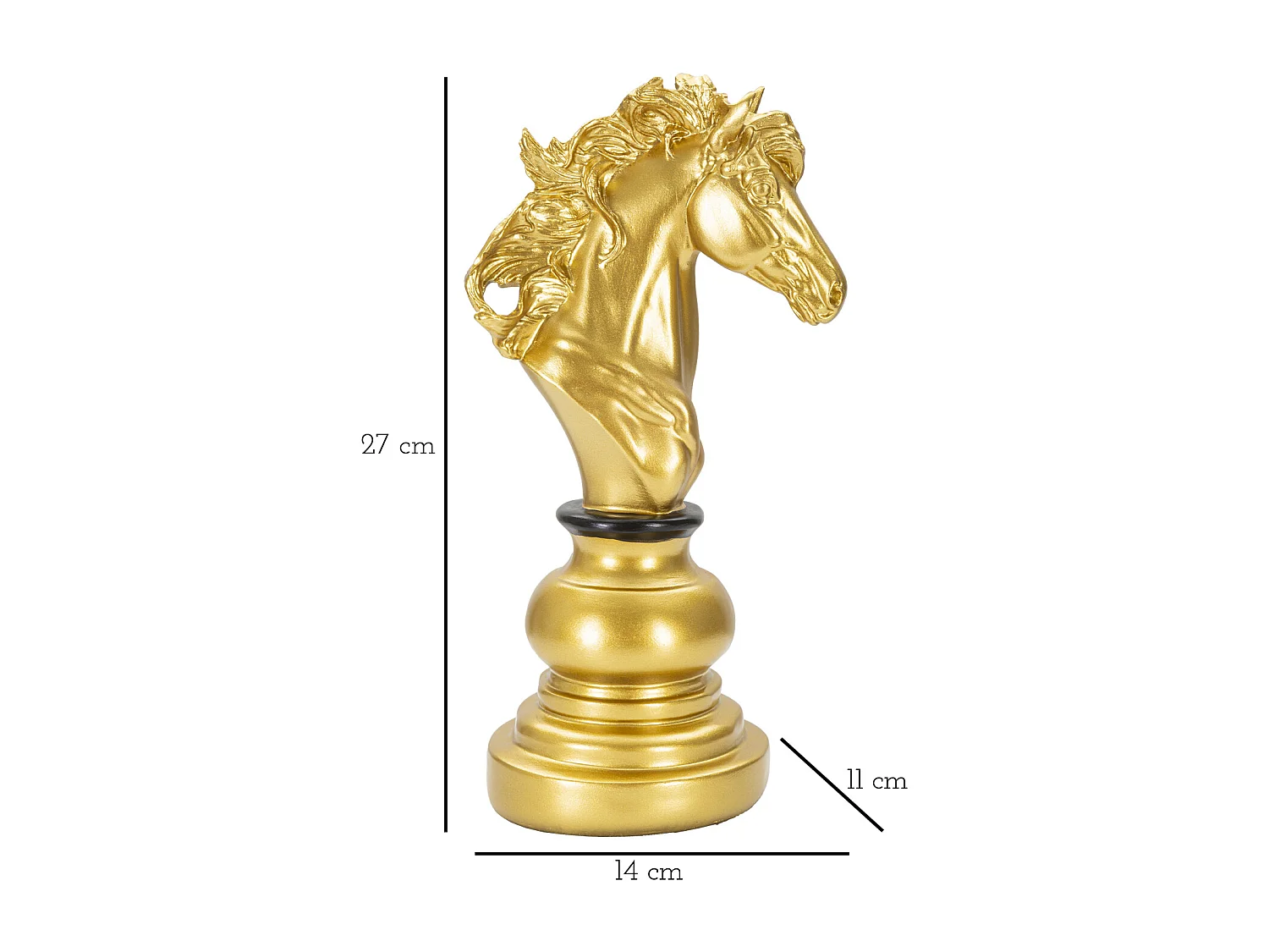Pièce d'Échec Déco en Résine "Cavalier" 27cm Or