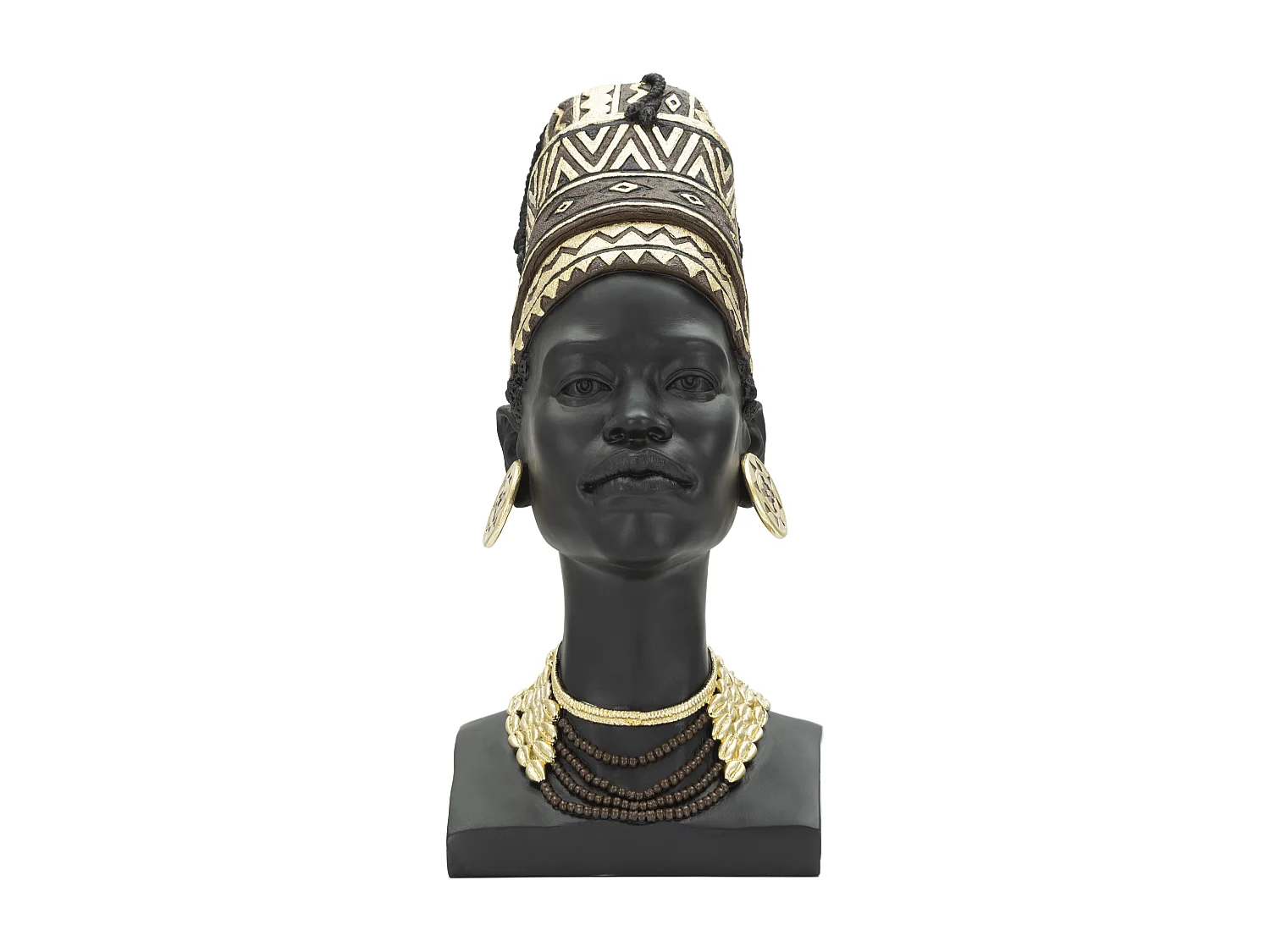Statuette Tête Femme Coiffe "Massai" 45cm Noir