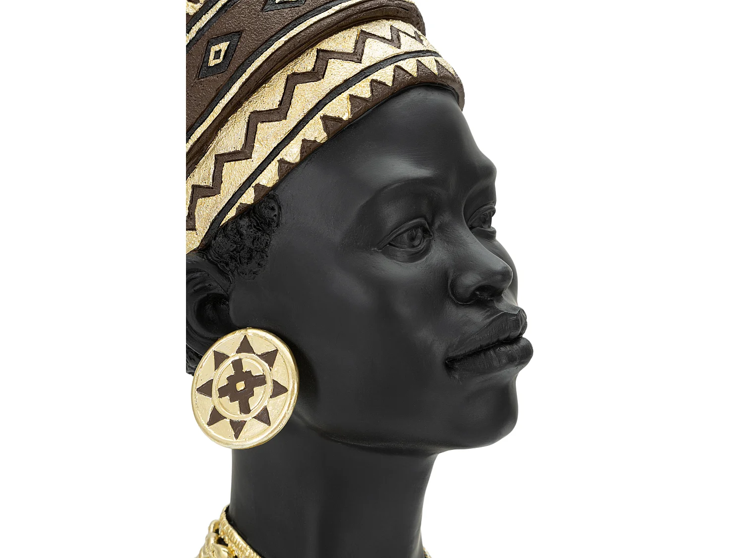 Statuette Tête Femme Coiffe "Massai" 45cm Noir