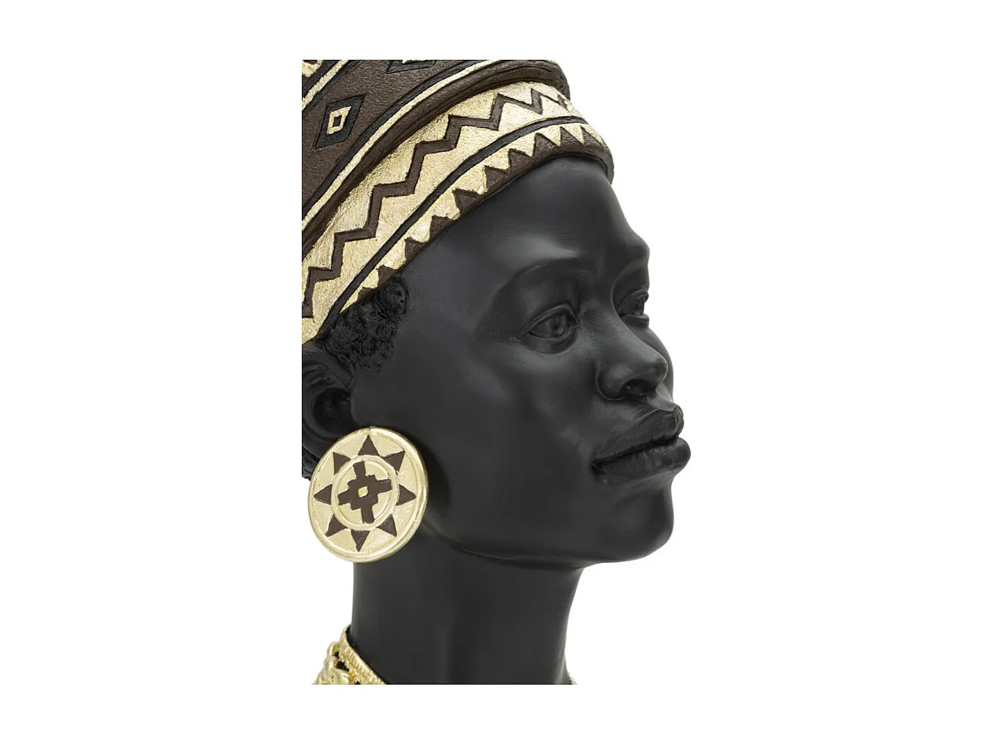Statuette Tête Femme Coiffe "Massai" 45cm Noir