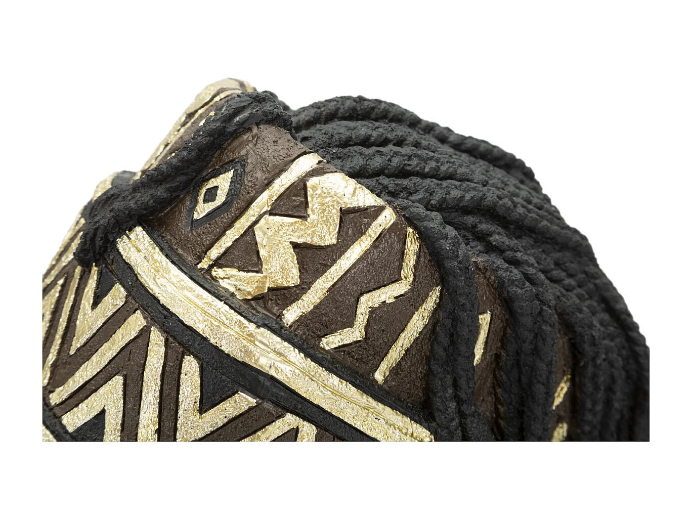 Statuette Tête Femme Coiffe "Massai" 45cm Noir