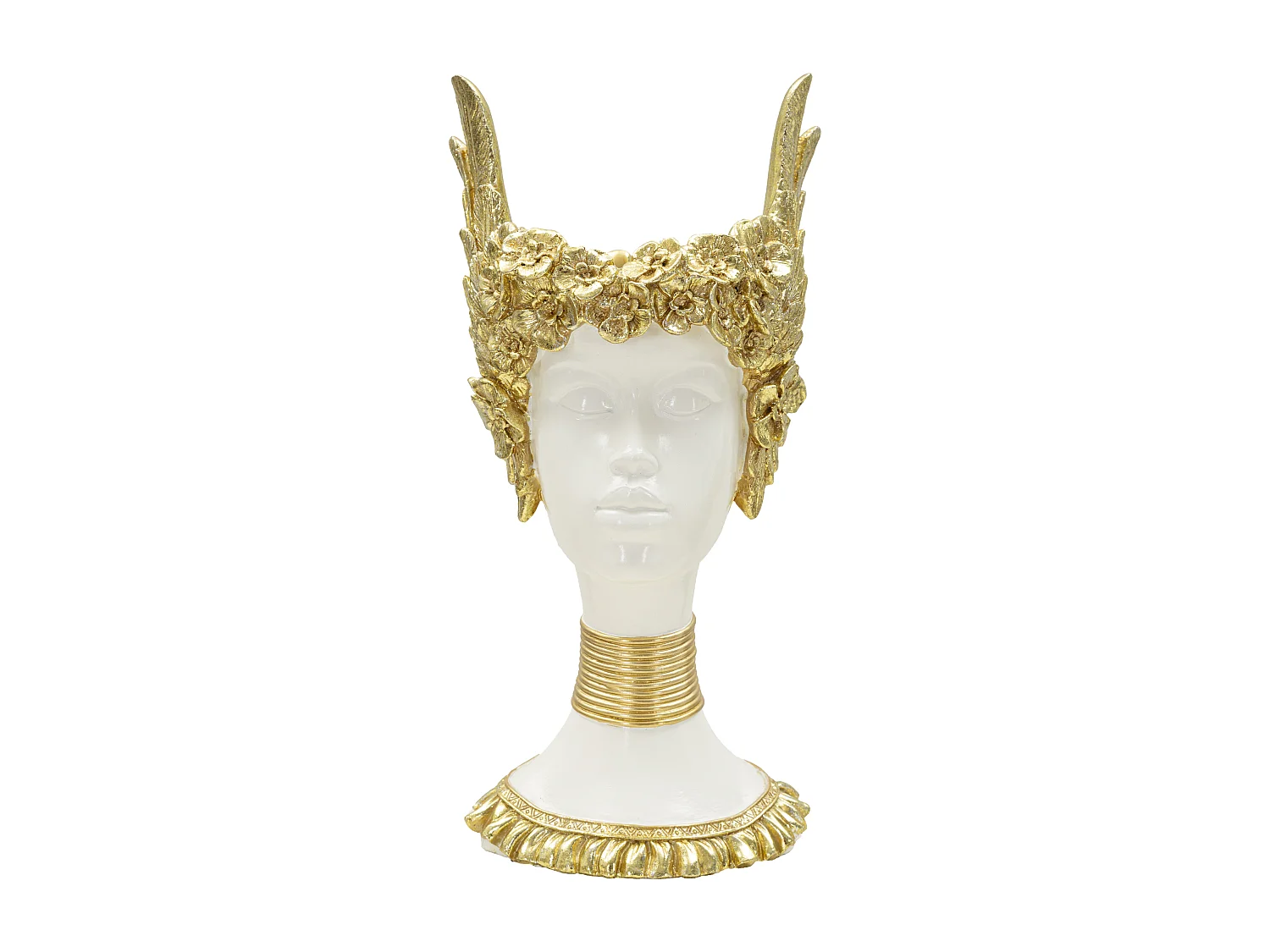 Busto di donna in resina dorata cm 15x14,5x32