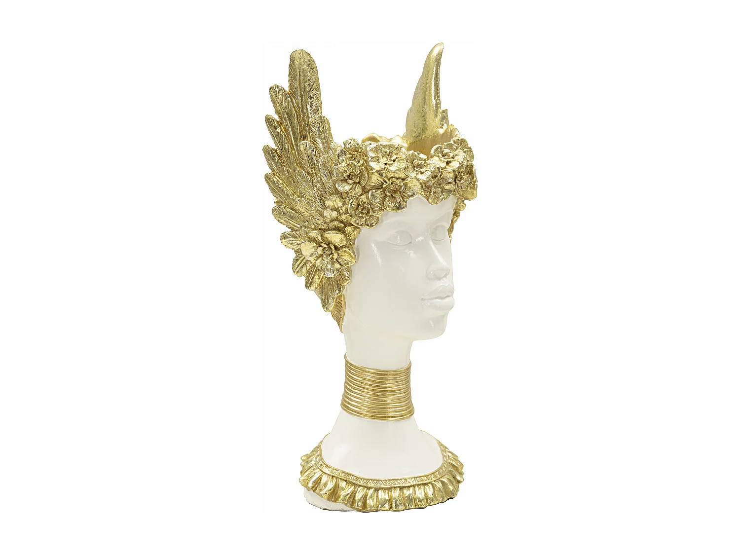 Statuette Buste Femme "Athena" 32cm Blanc & Or