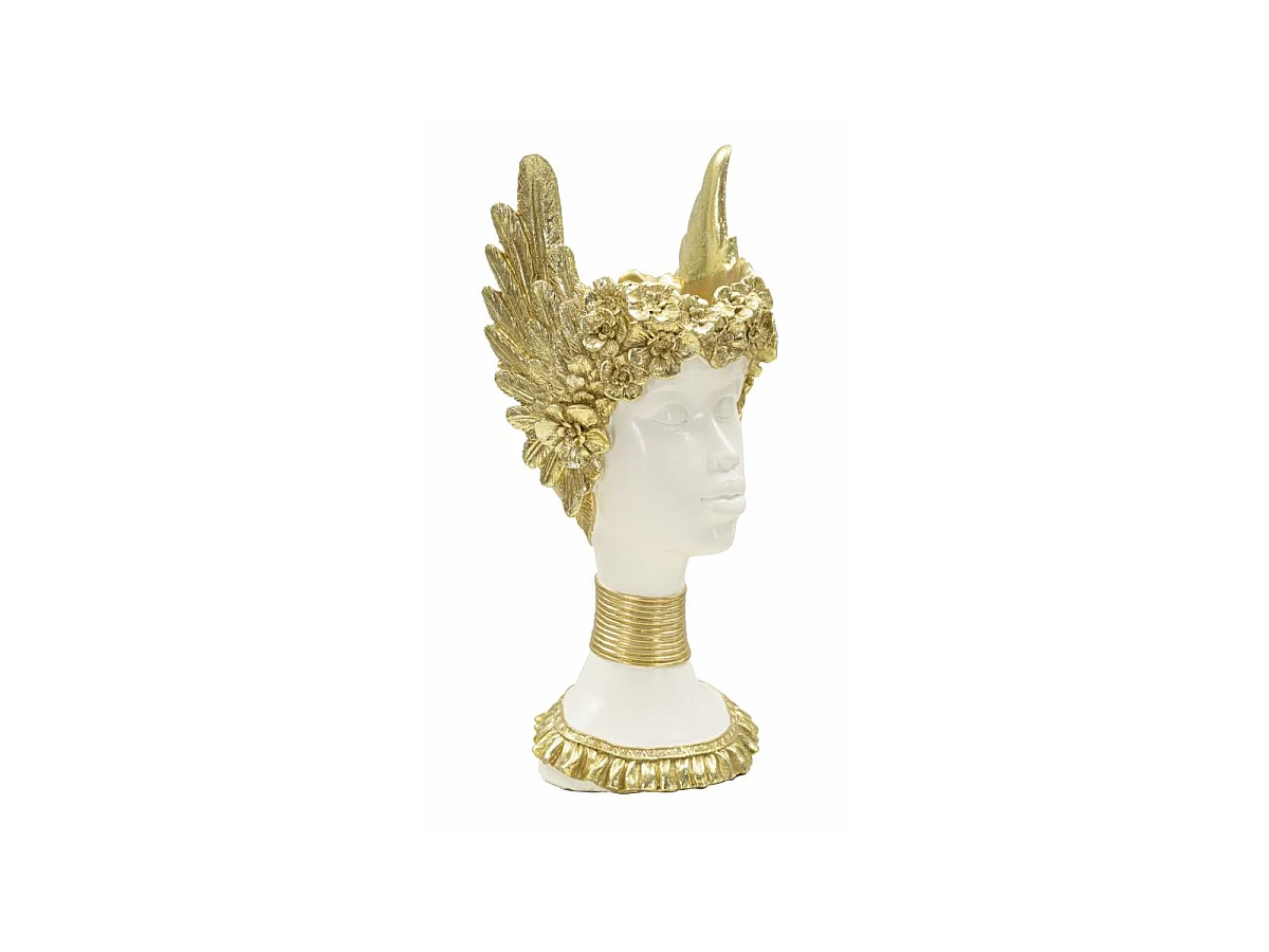 Busto di donna in resina dorata cm 15x14,5x32