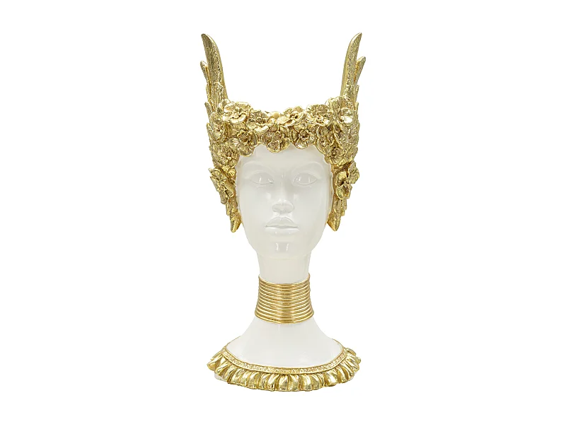 Statuette Buste Femme "Athena" 32cm Blanc & Or