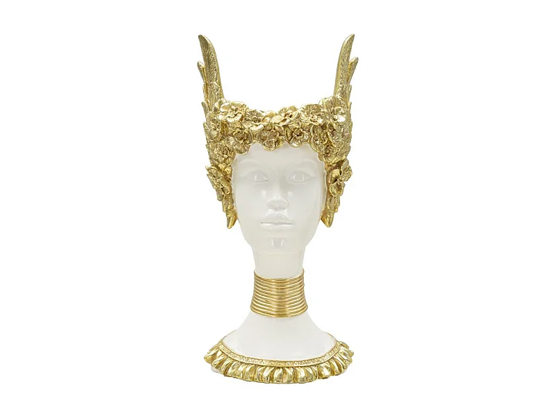 Statuette Buste Femme "Athena" 32cm Blanc & Or