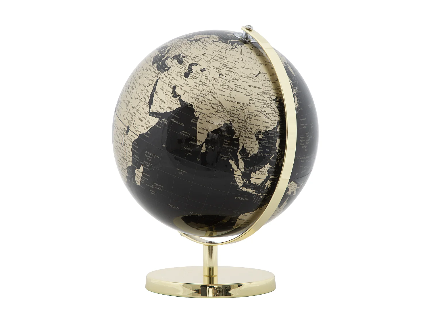 Mappamondo in pvc e base in metallo nero e dorato Ø cm 25x34