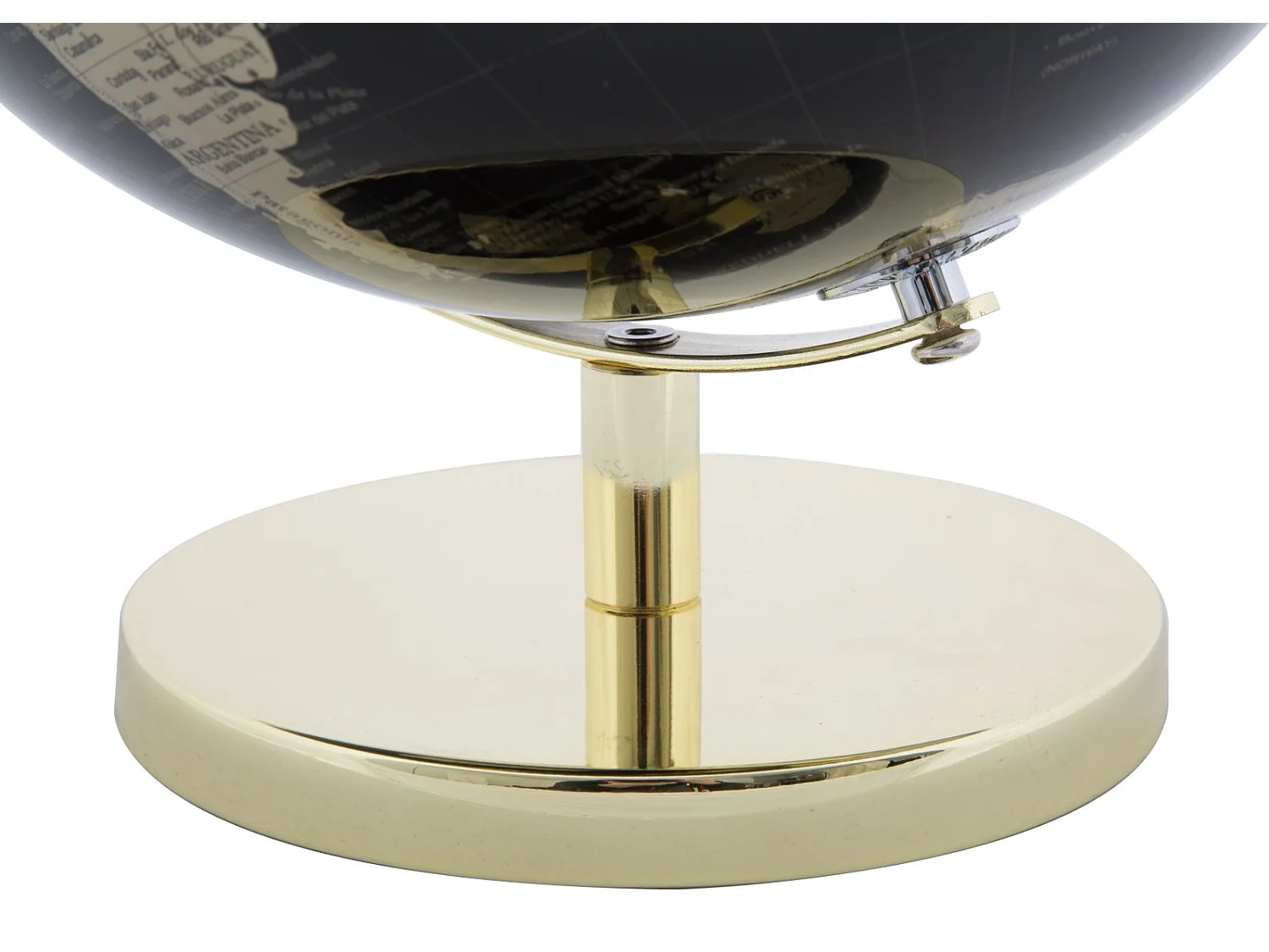 Mappamondo in pvc e base in metallo nero e dorato Ø cm 25x34