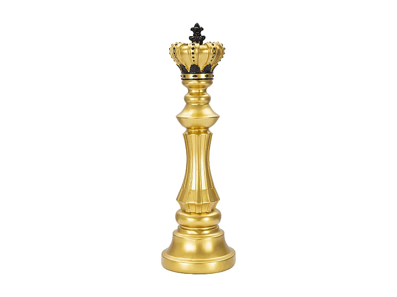 Re degli scacchi in resina dorato e nero Ø cm 13x40,5