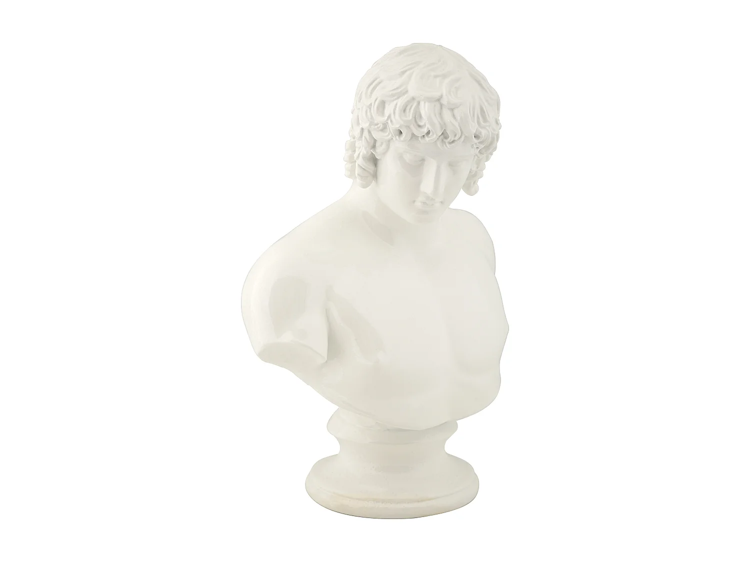 Scultura a forma di busto di uomo in resina bianca cm 18,2x12,8x25