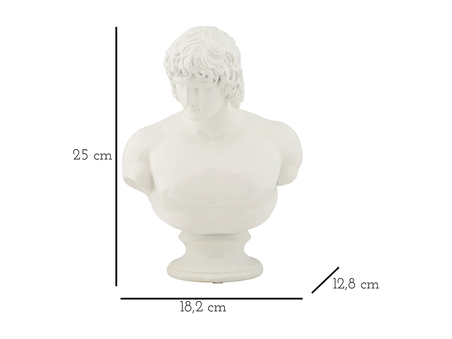 Scultura a forma di busto di uomo in resina bianca cm 18,2x12,8x25