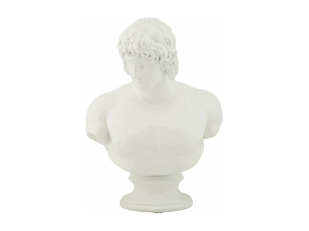 Scultura a forma di busto di uomo in resina bianca cm 18,2x12,8x25