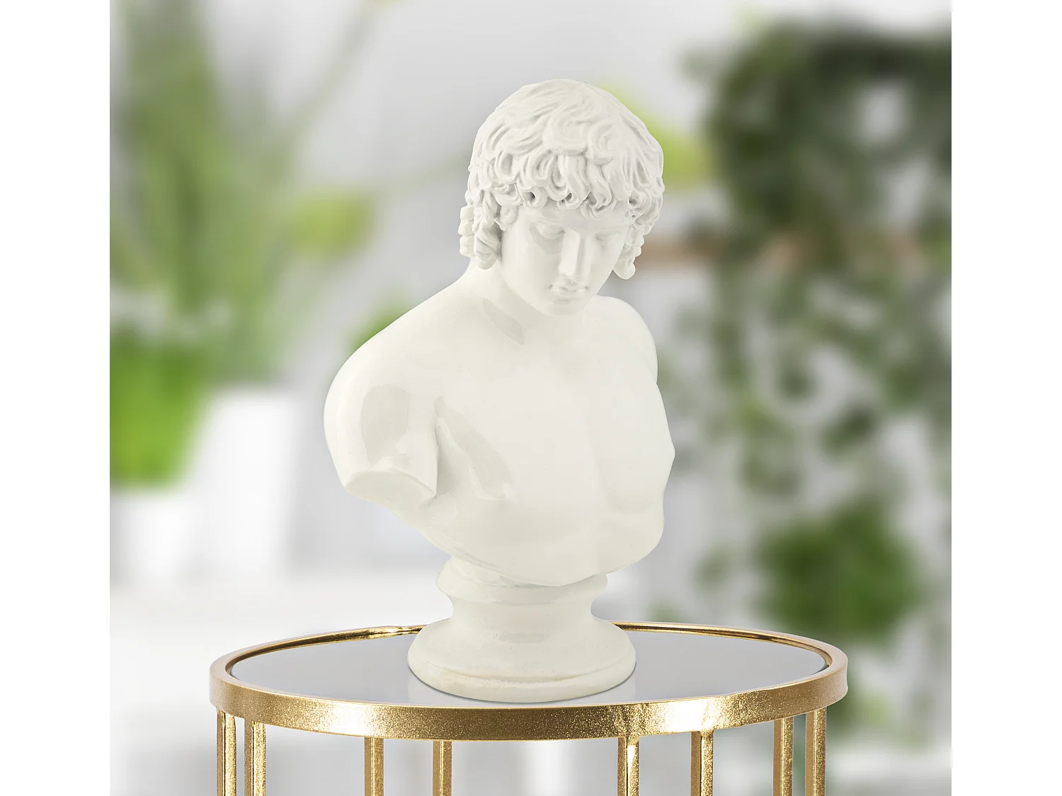 Scultura a forma di busto di uomo in resina bianca cm 18,2x12,8x25