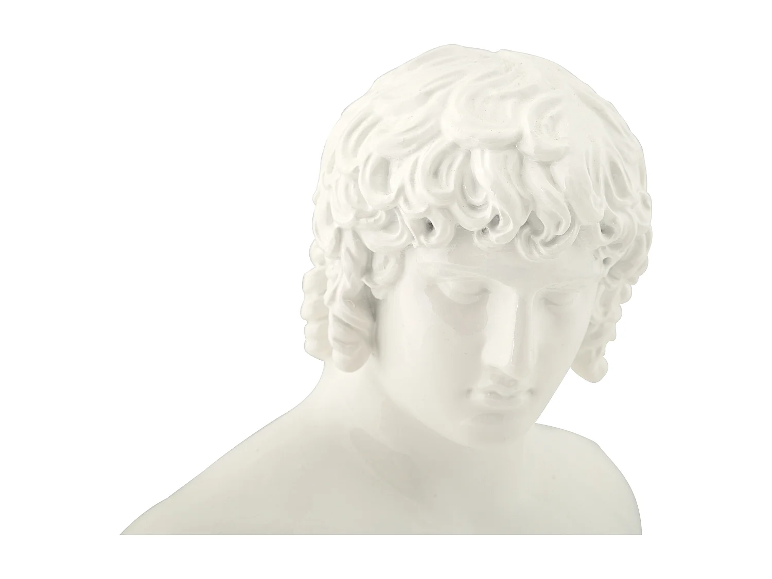 Scultura a forma di busto di uomo in resina bianca cm 18,2x12,8x25