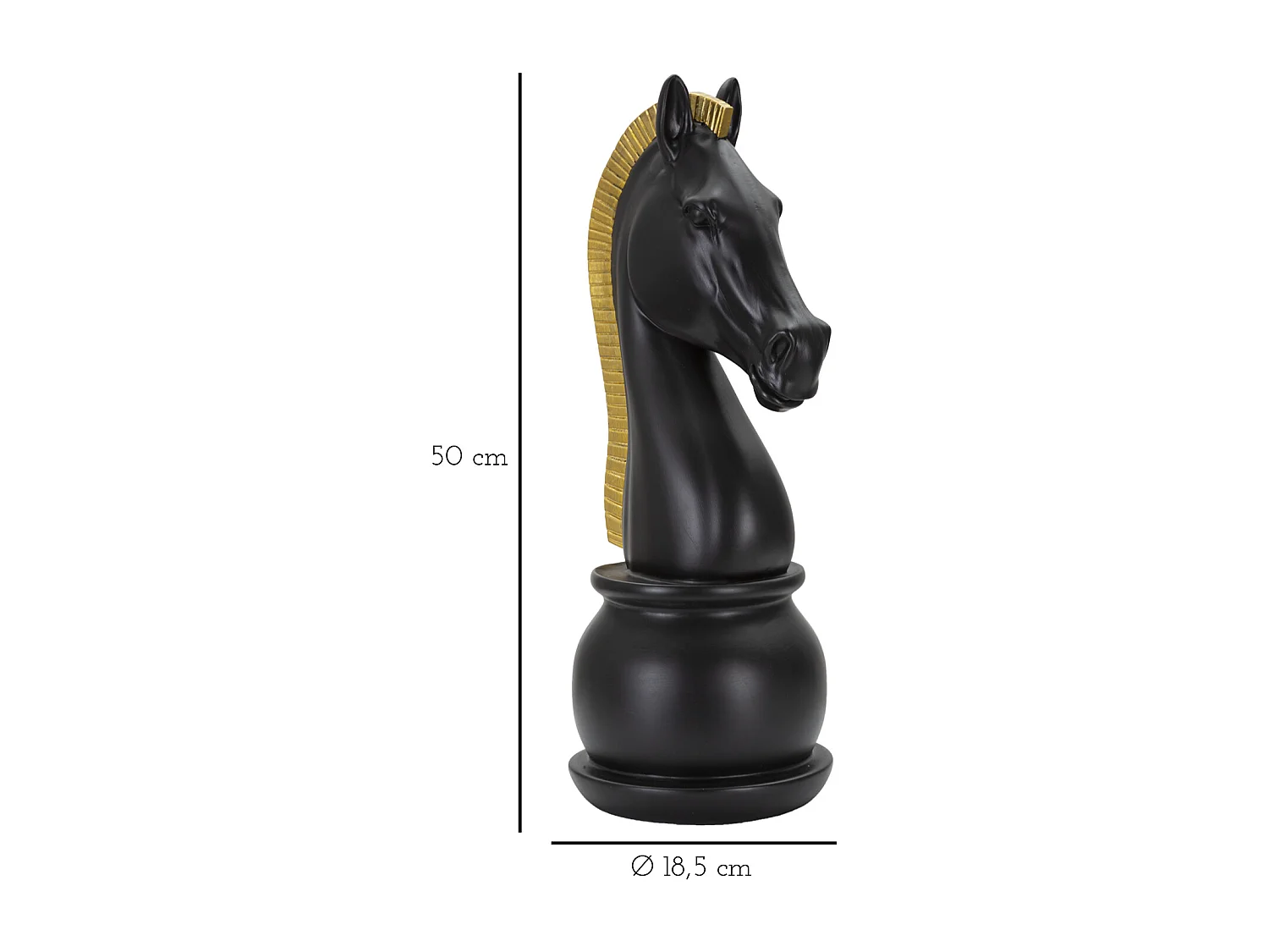 Pièce d'Échec Déco en Résine "Cavalier" 50cm Noir