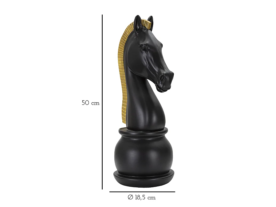 Pièce d'Échec Déco en Résine "Cavalier" 50cm Noir