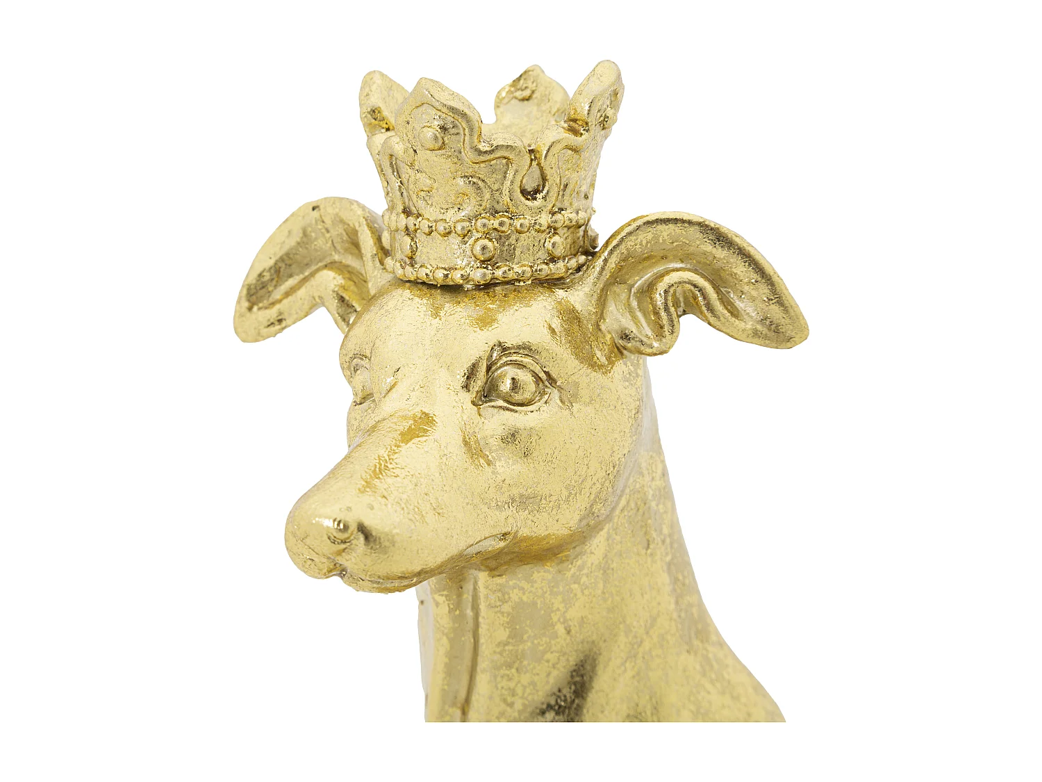 Statuette Déco Chien "Couronne" 33cm Or