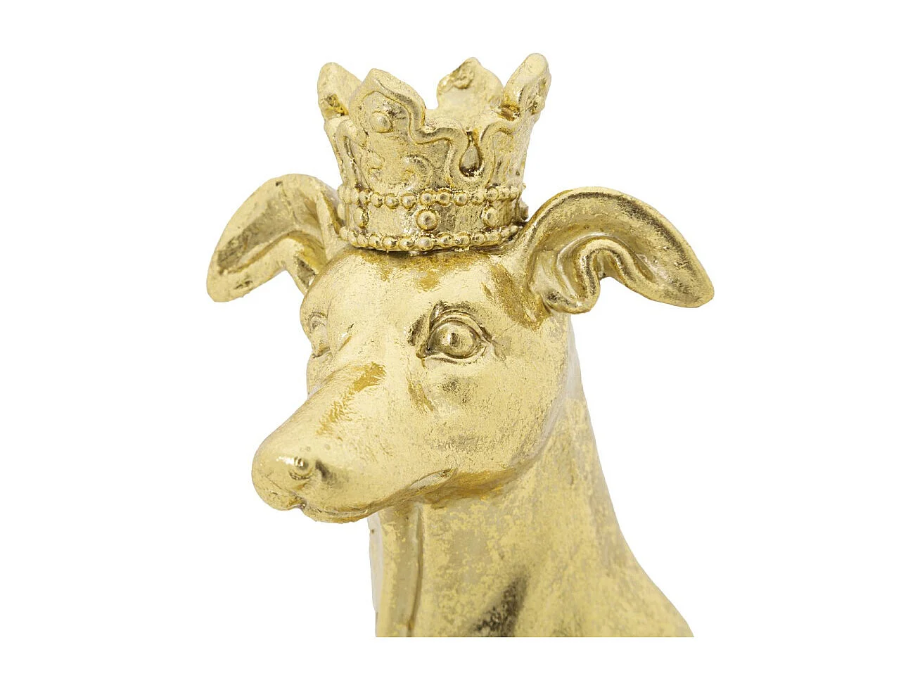 Statuette Déco Chien "Couronne" 33cm Or