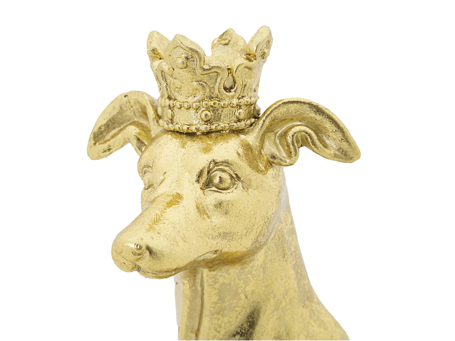 Statuette Déco Chien "Couronne" 33cm Or