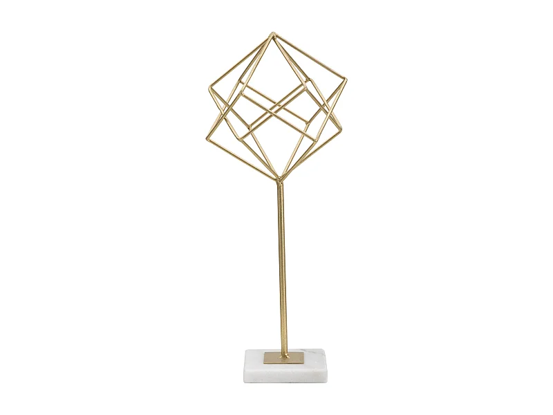 Scultura in metallo dorata con base in marmo bianca cm 16x18x41,5