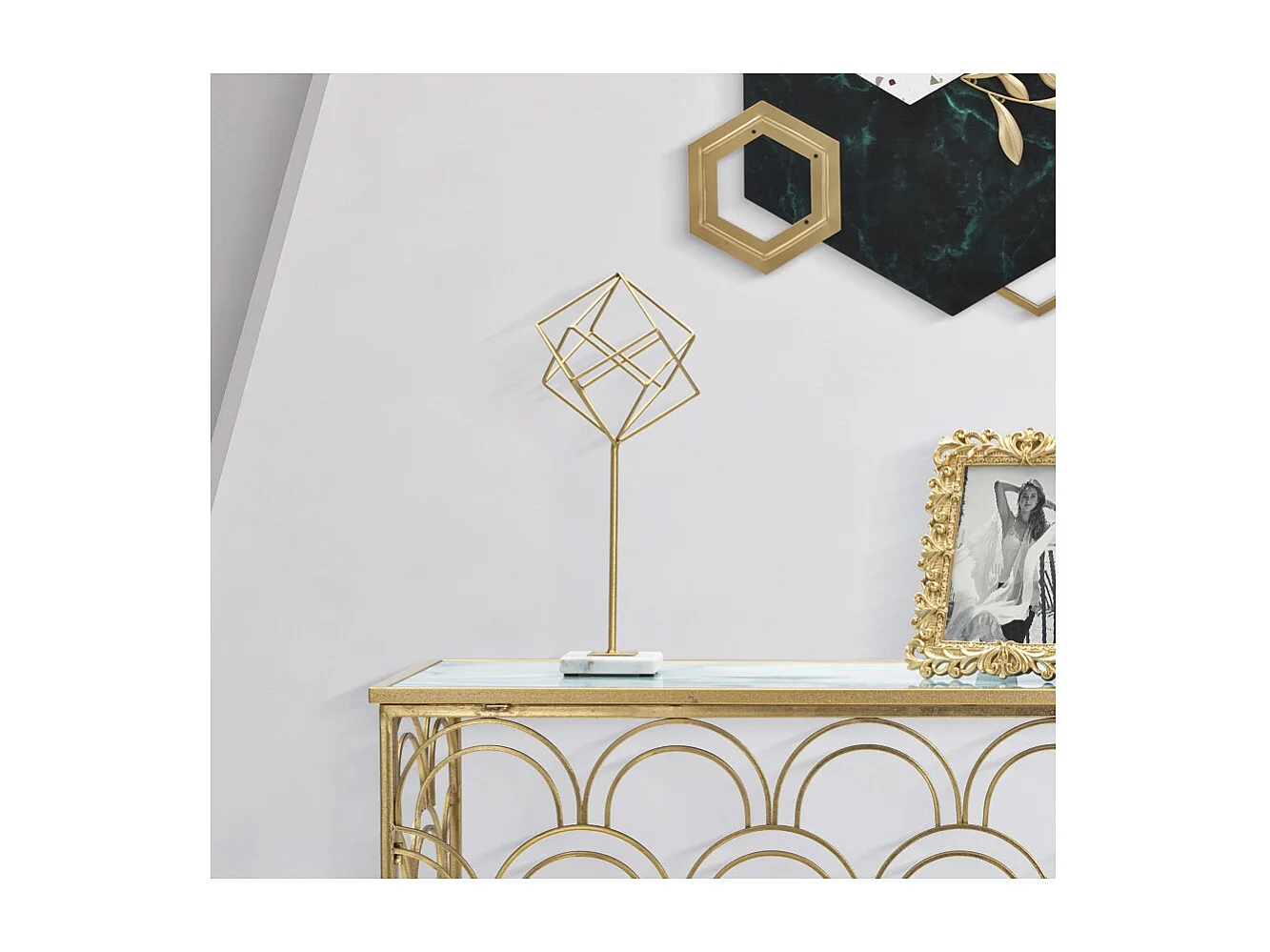 Objet Déco en Métal "Cube" 41cm Or