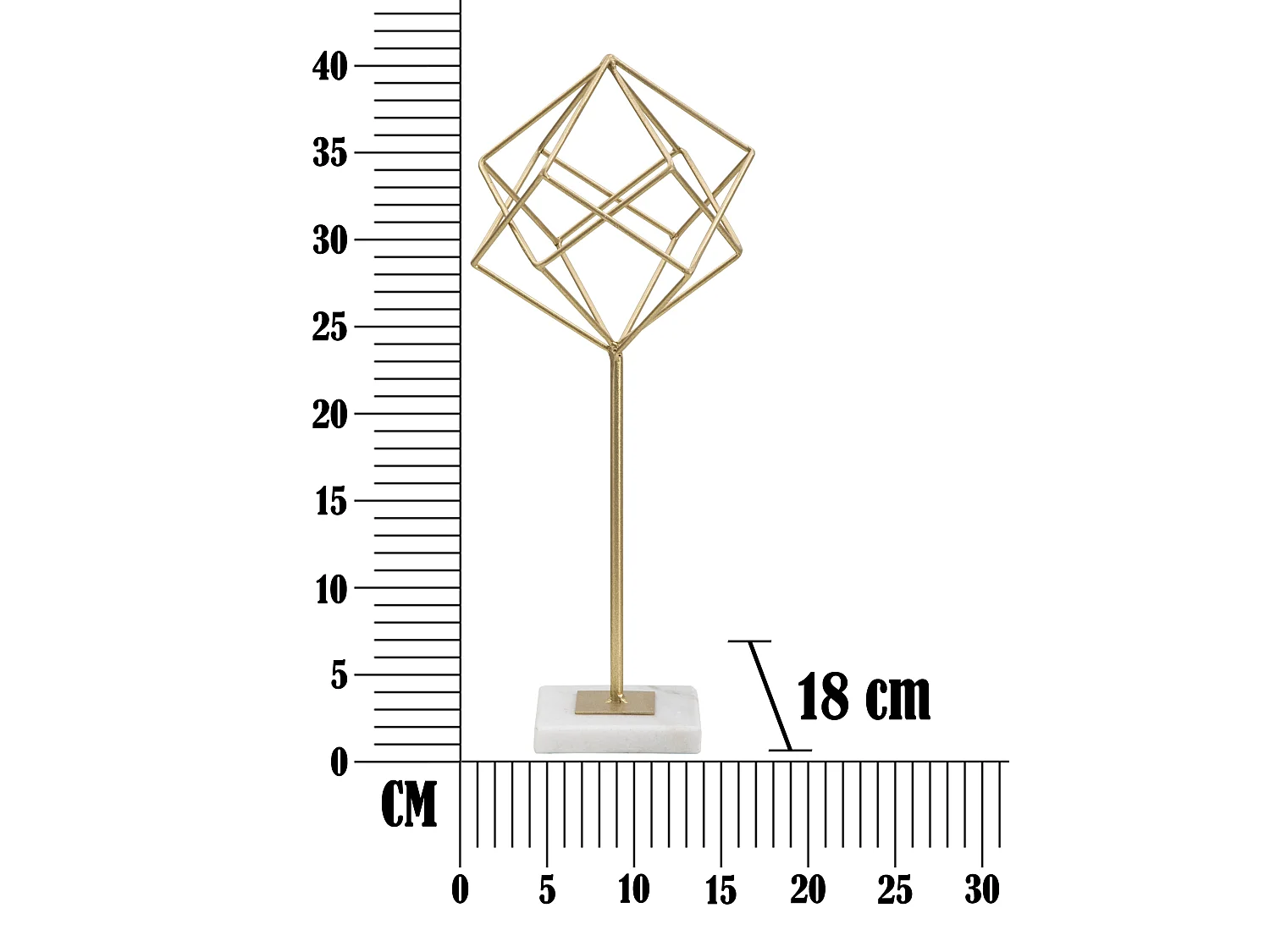 Objet Déco en Métal "Cube" 41cm Or