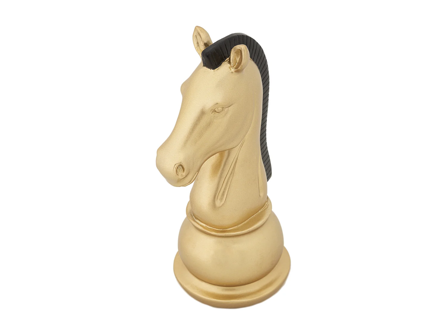 Cavallo degli scacchi in resina dorato e nero Ø cm 10,5x8,5x19