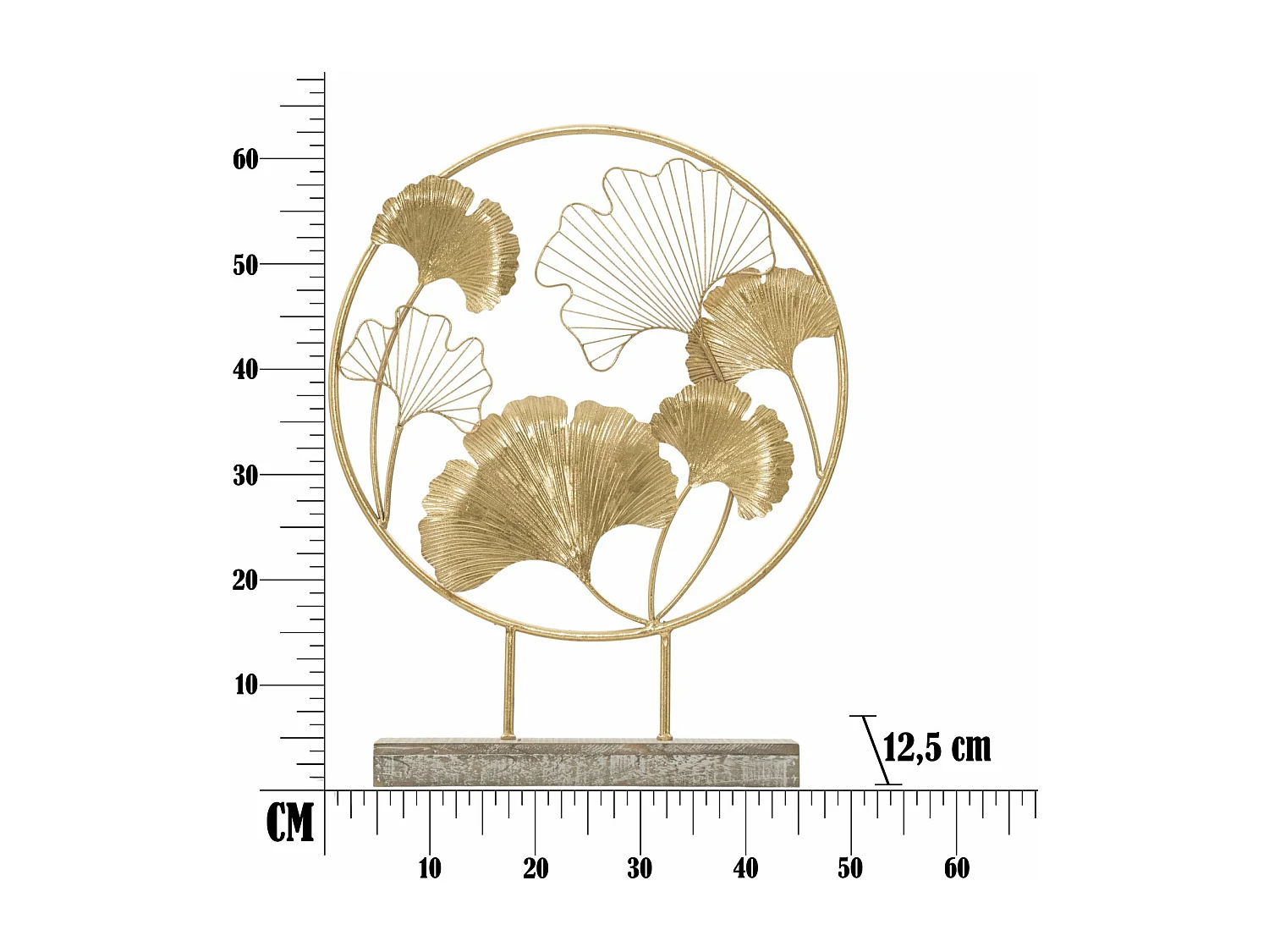 Scultura in metallo dorata con base cm 50x12,5x64