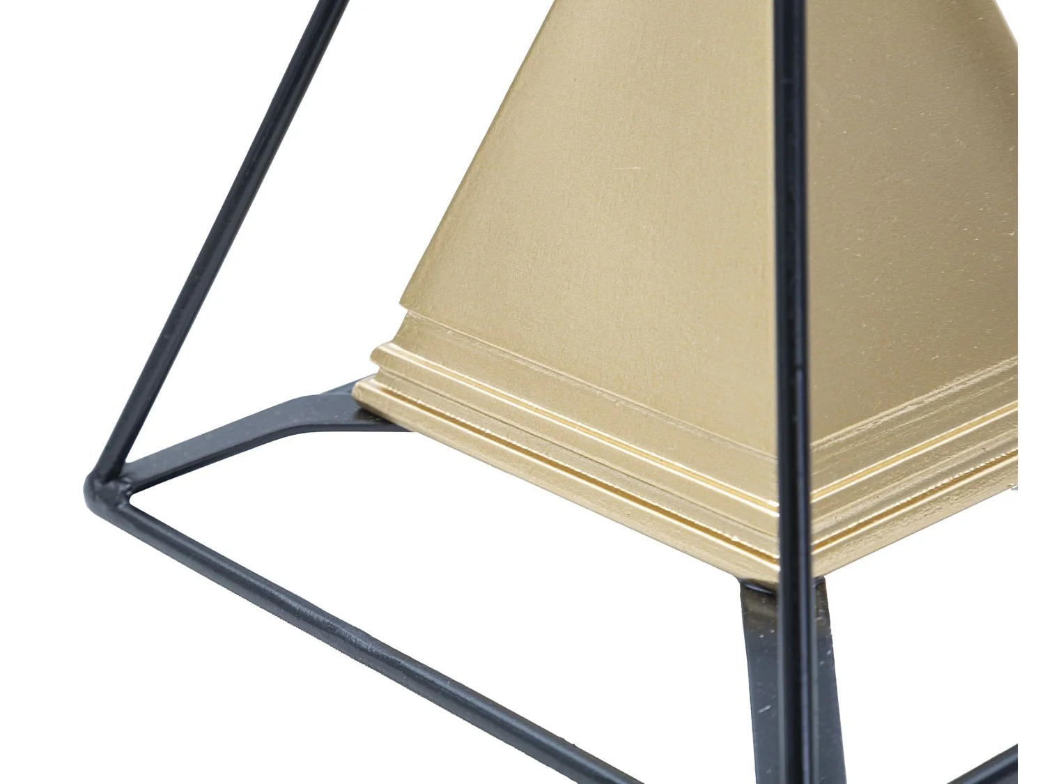 Piramide in metallo dorata con struttura nera cm 15x15x21