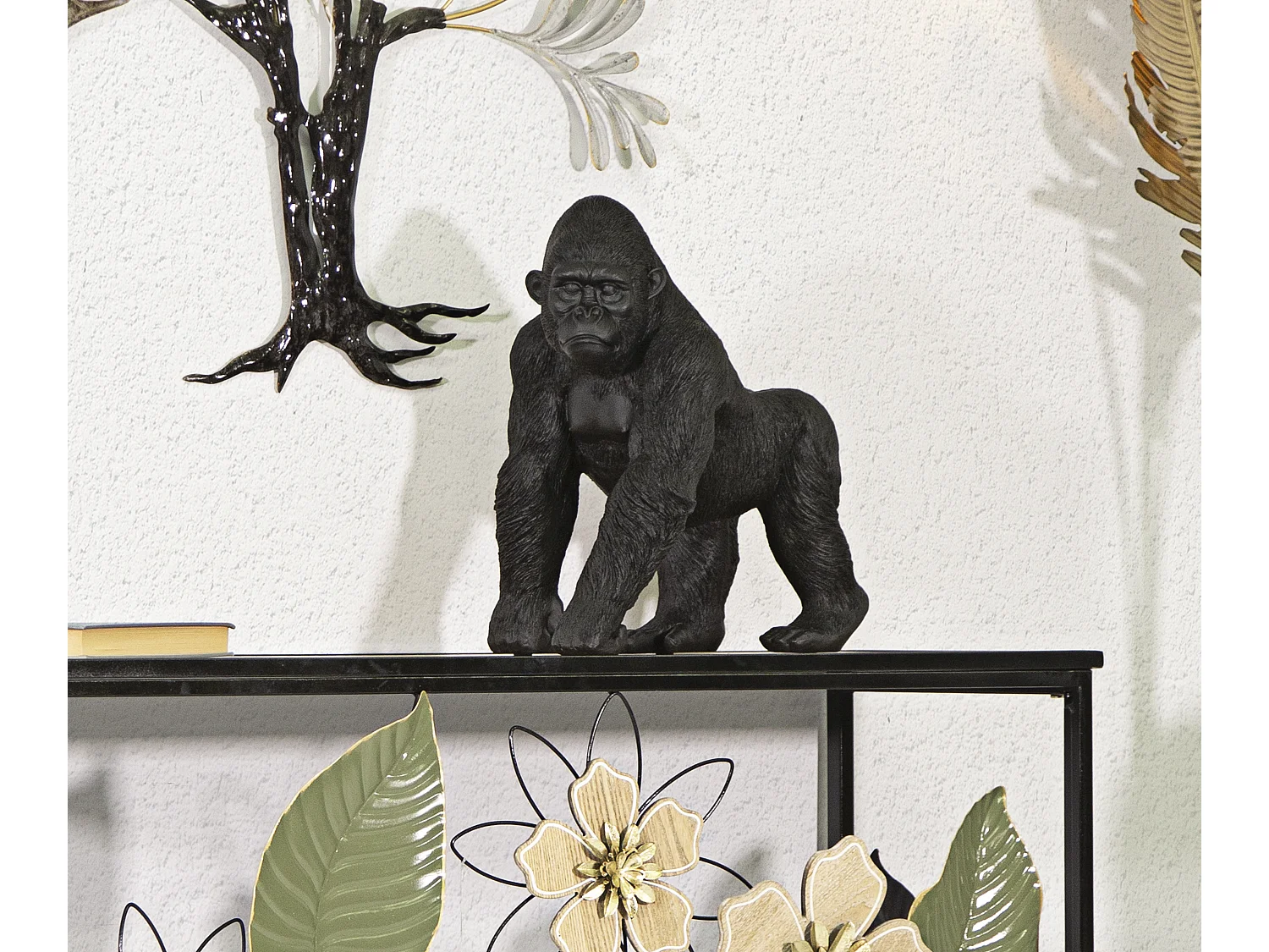 Statuette Déco en Résine "Gorille Debout" 37cm Noir