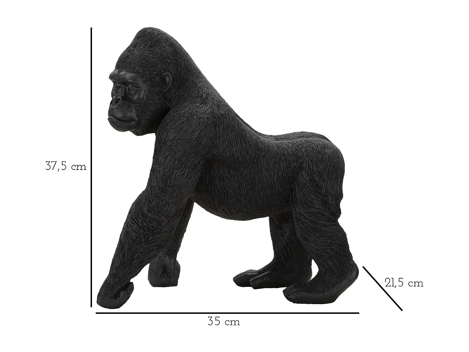 Statuette Déco en Résine "Gorille Debout" 37cm Noir