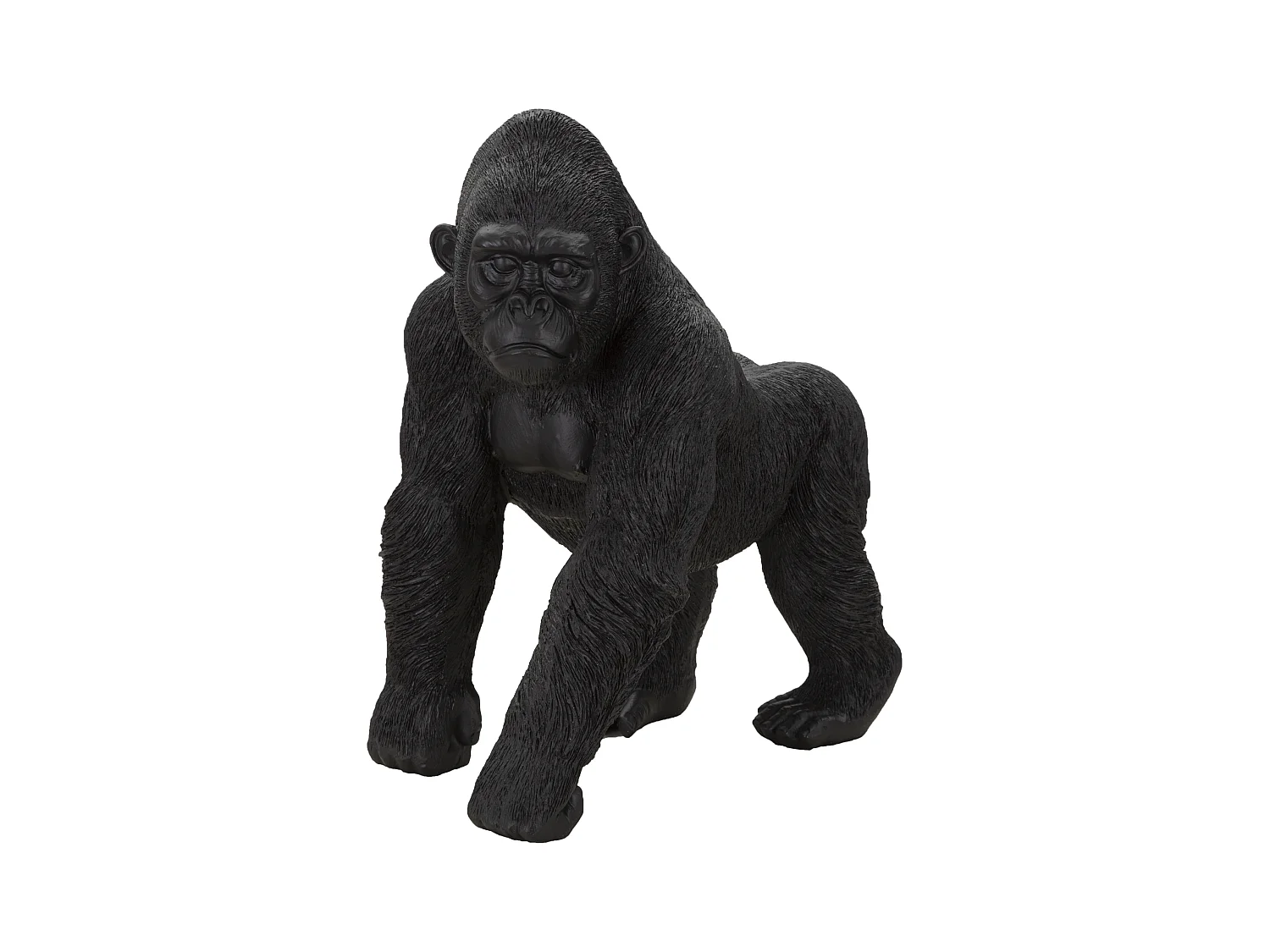Statue de gorille noir en résine, 35x21,5x37,5 cm - Sculpture réaliste de gorille debout sur ses quatre pattes