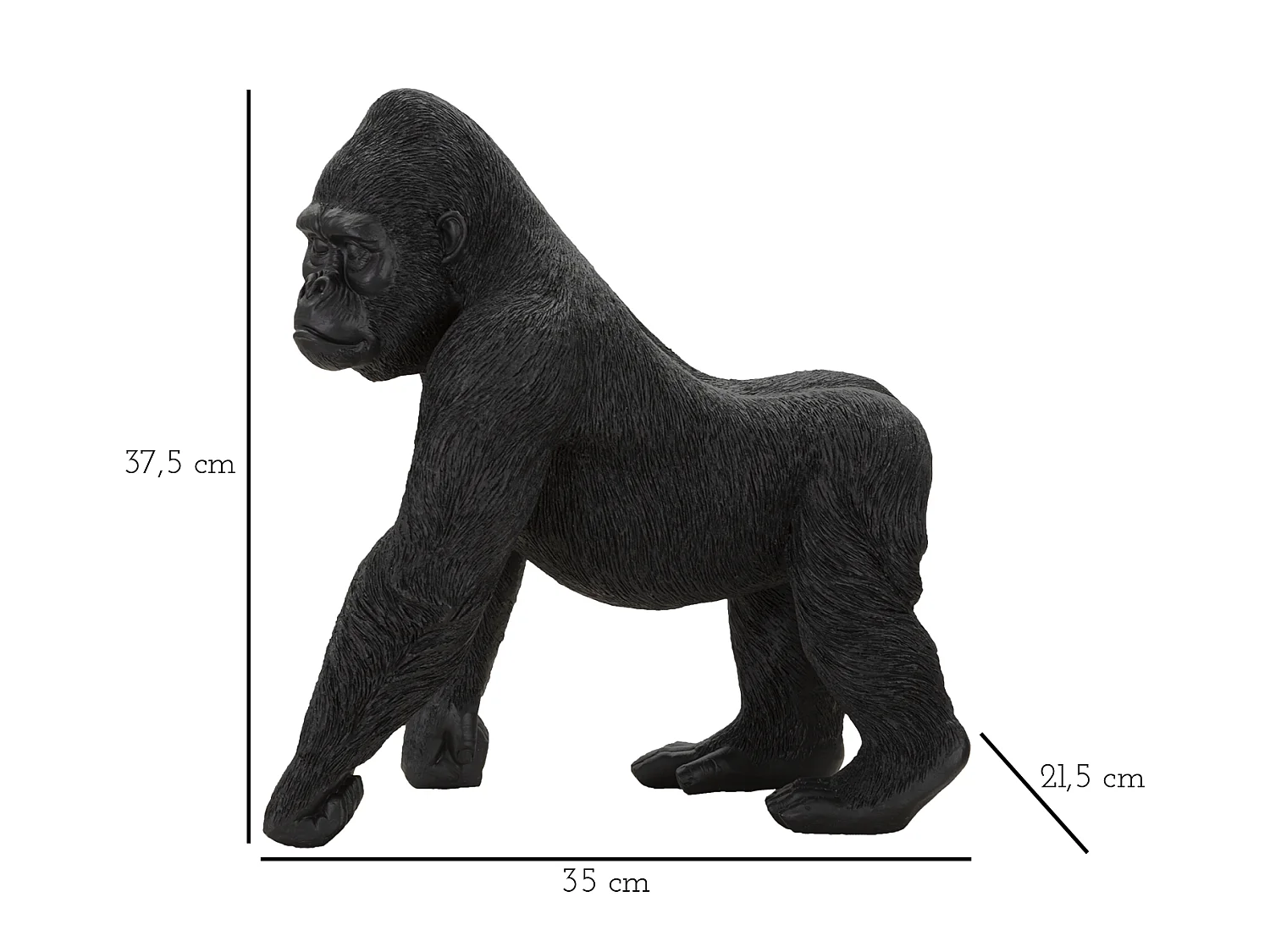 Statuette Déco en Résine "Gorille Debout" 37cm Noir