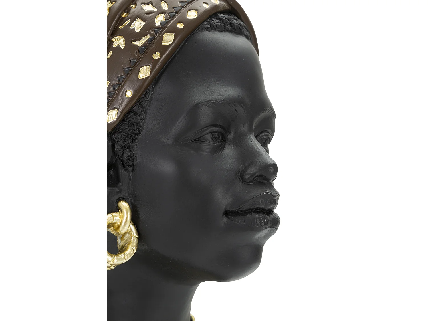 Statuetta a forma di testa di donna in resina nera cm 19x18,5x30