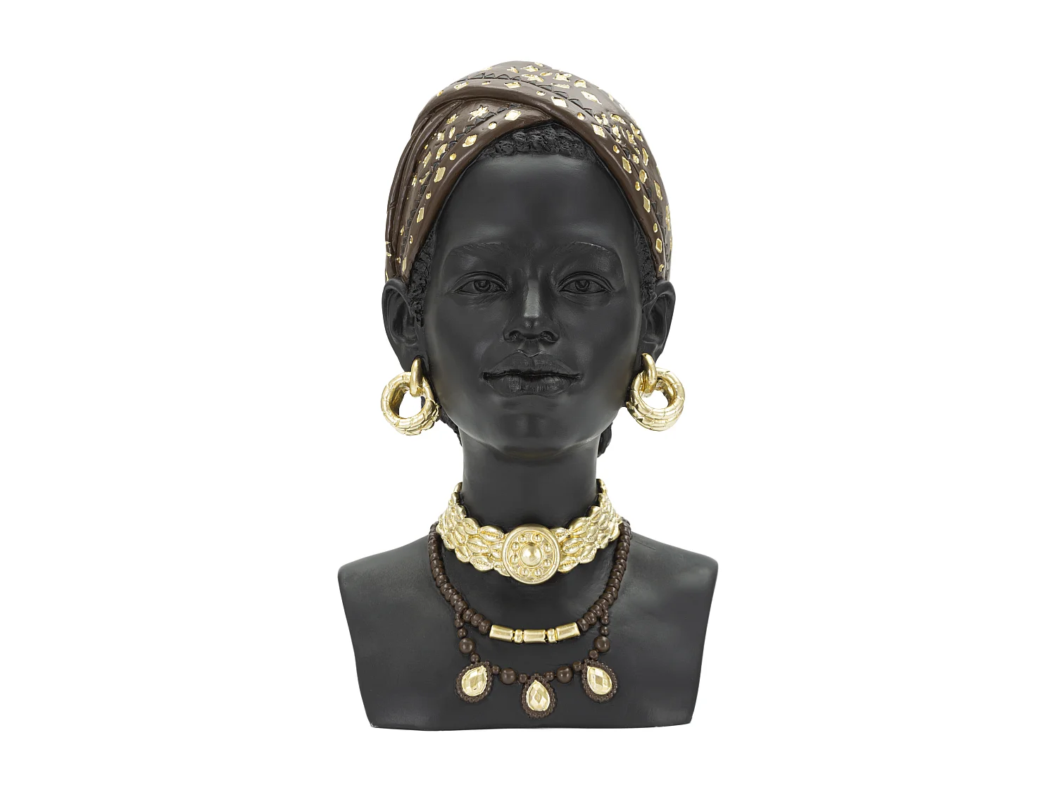 Statuette Tête Femme Bandeau "Massai" 30cm Noir