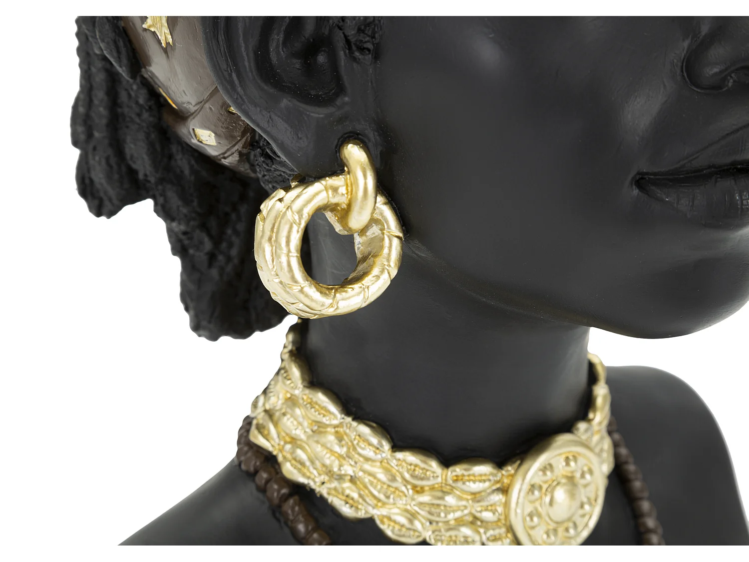 Statuette Tête Femme Bandeau "Massai" 30cm Noir