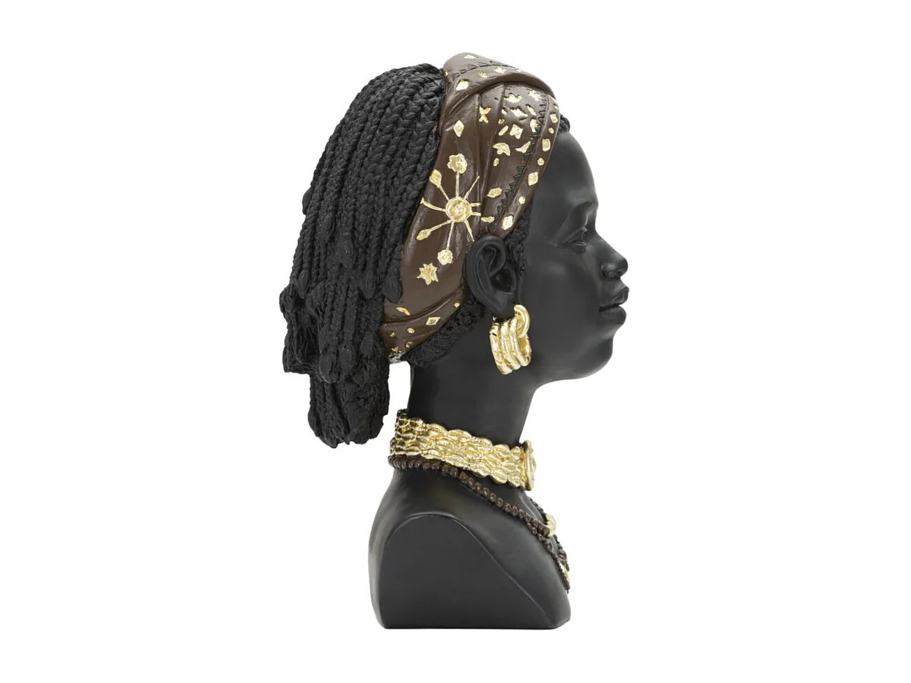 Statuette Tête Femme Bandeau "Massai" 30cm Noir