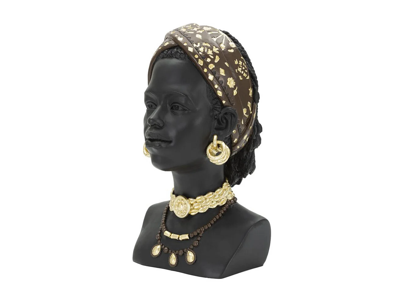 Statuette Tête Femme Bandeau "Massai" 30cm Noir