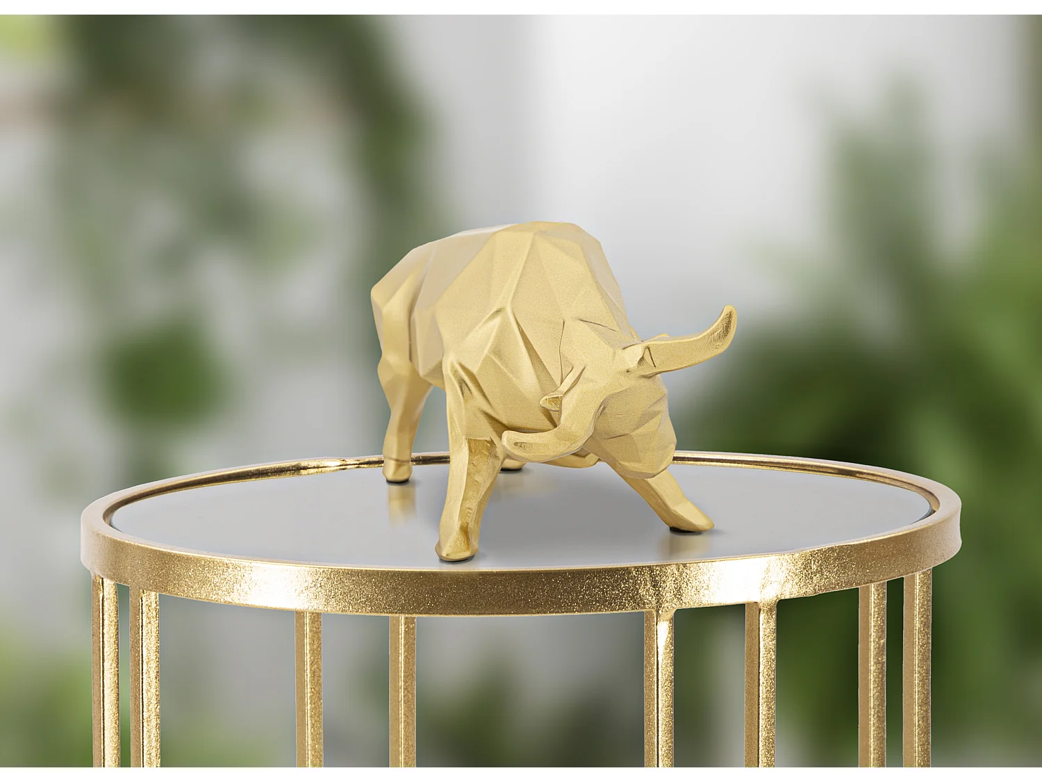 Statua di toro in resina dorata cm 19,5x9,9x10,6