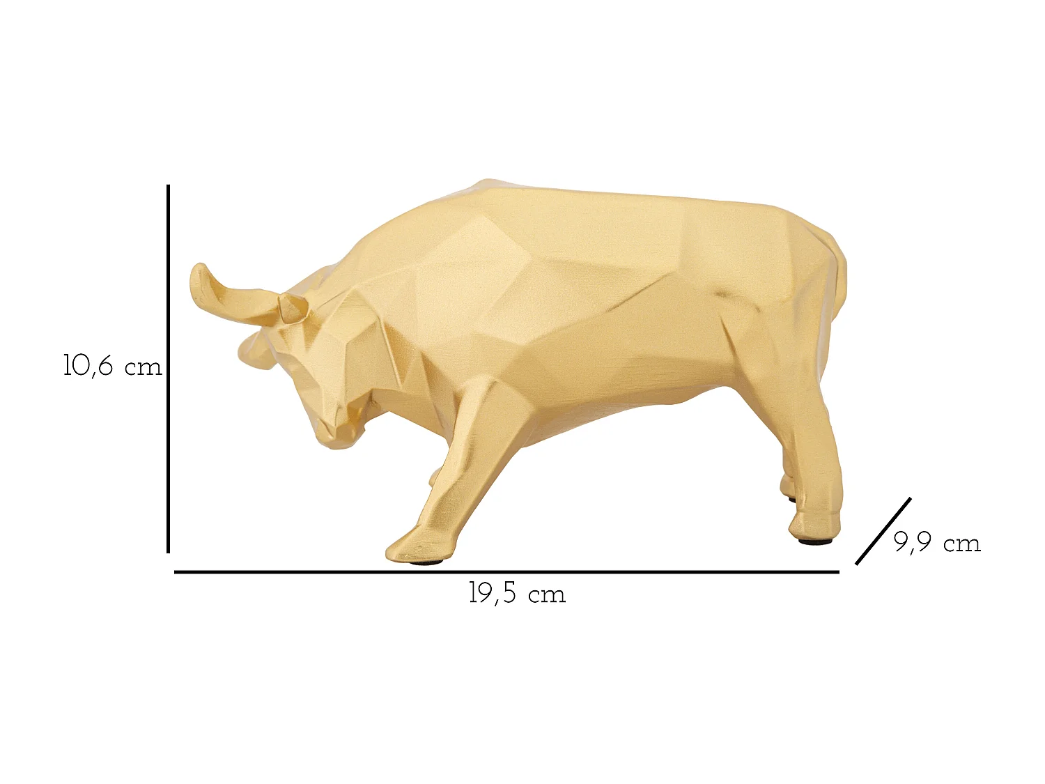 Statua di toro in resina dorata cm 19,5x9,9x10,6