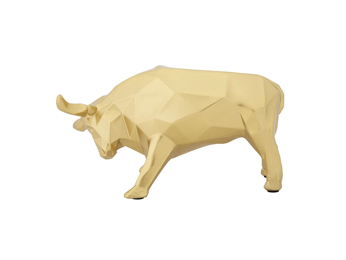 Statua di toro in resina dorata cm 19,5x9,9x10,6