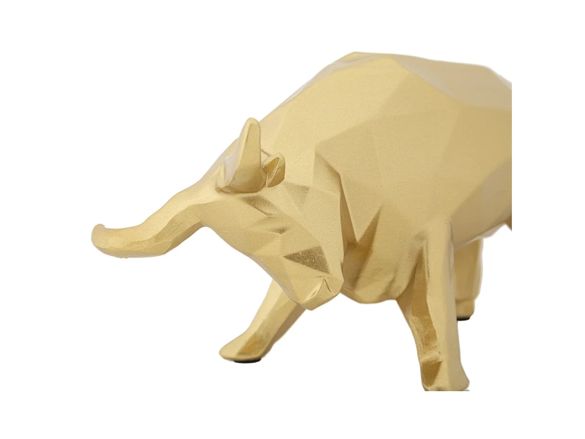 Statua di toro in resina dorata cm 19,5x9,9x10,6