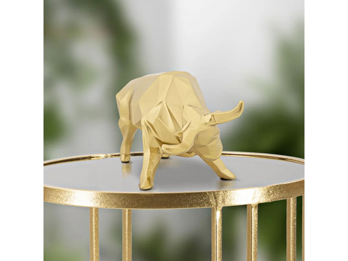 Statua di toro in resina dorata cm 19,5x9,9x10,6