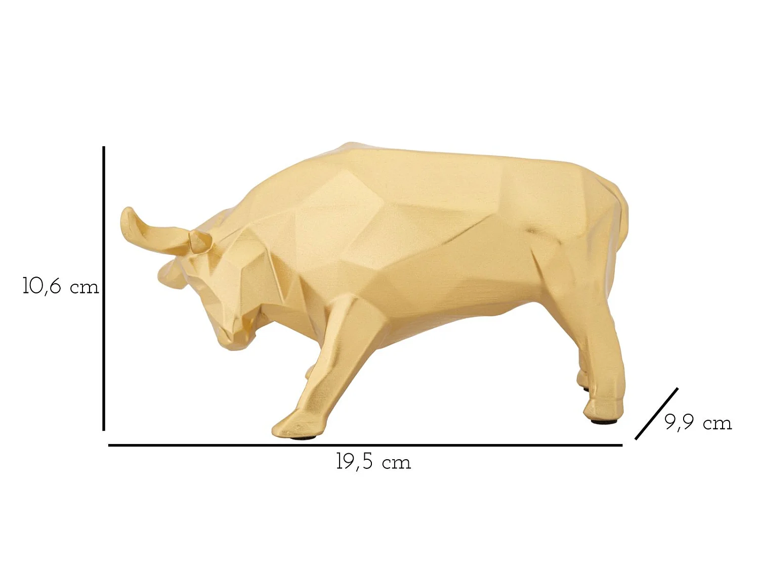 Statua di toro in resina dorata cm 19,5x9,9x10,6