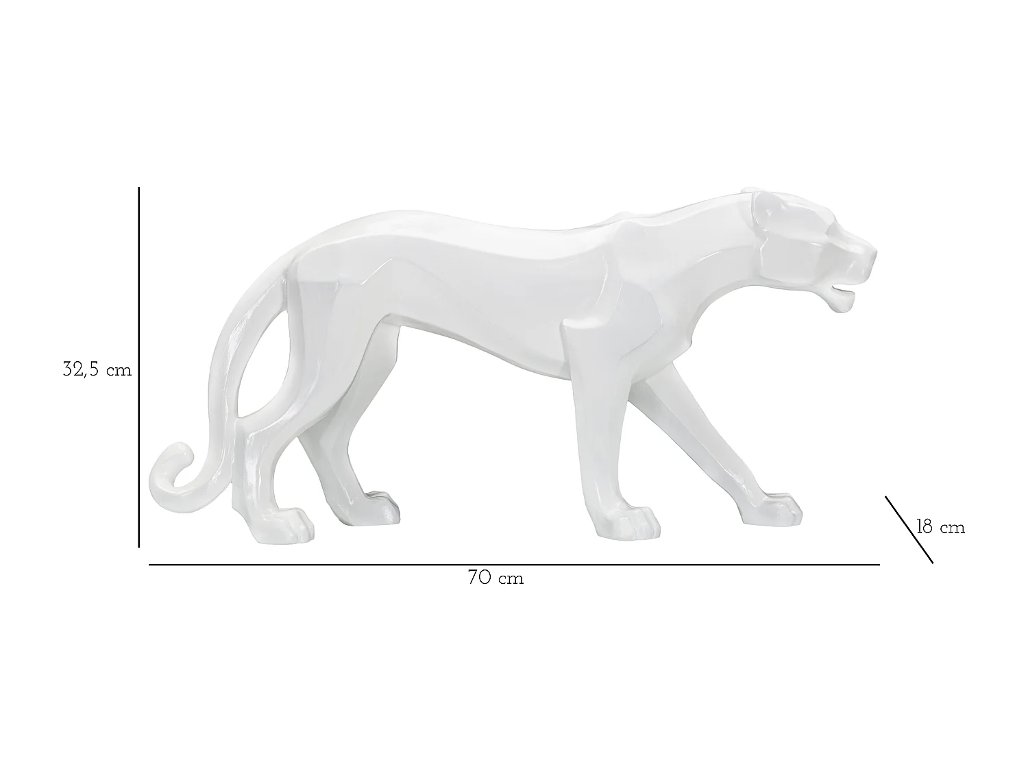 Statuette Déco en Résine "Panthère" 70cm Blanc