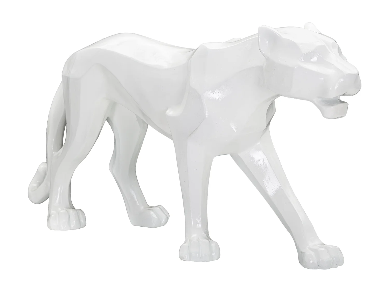 Statuette Déco en Résine "Panthère" 70cm Blanc