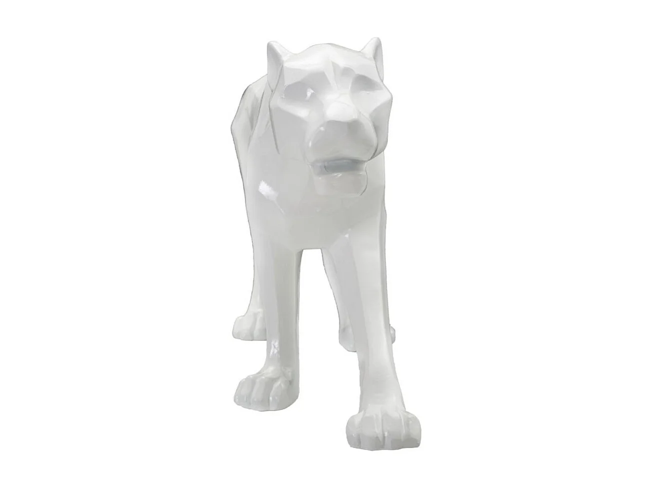 Statuette Déco en Résine "Panthère" 70cm Blanc