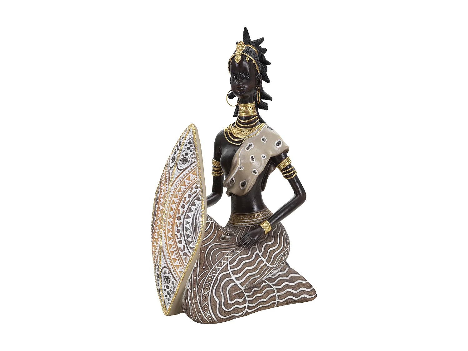 Statuette Déco Femme "Tribal Masai" 24cm Multicolore