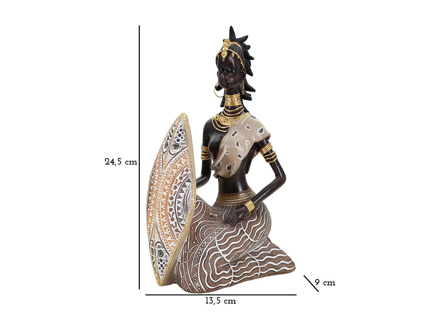 Statuette Déco Femme "Tribal Masai" 24cm Multicolore
