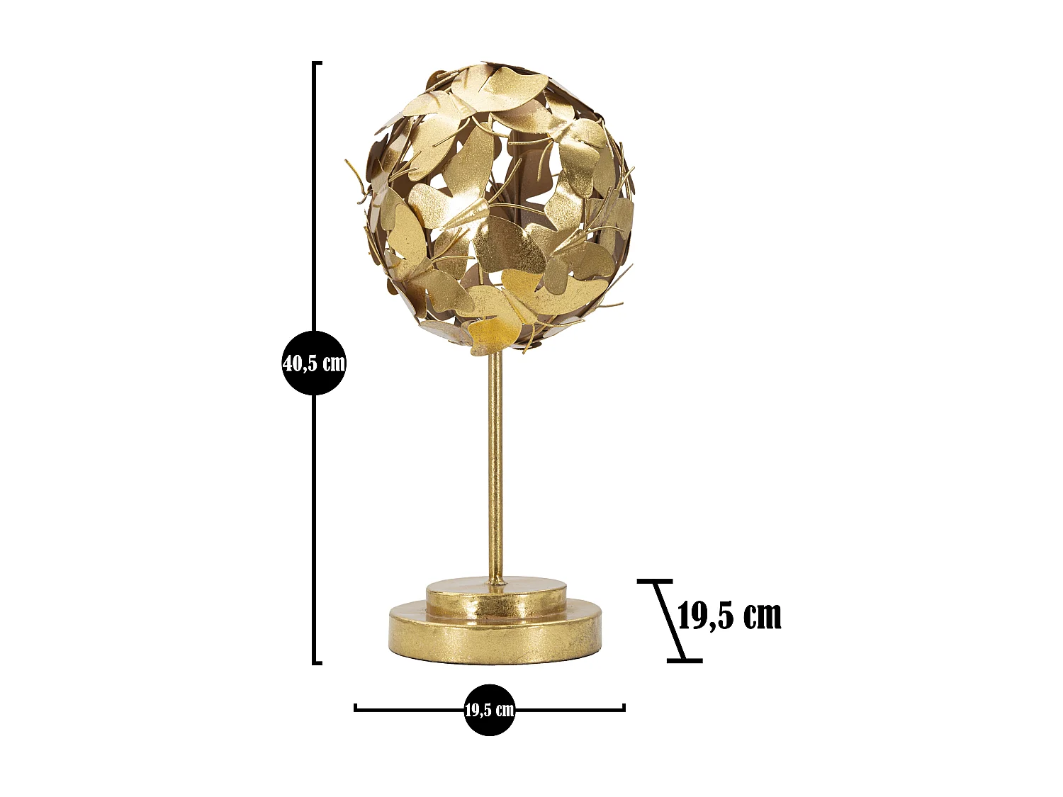 Gouden metalen sculptuur Ø 19,5x40,5 cm